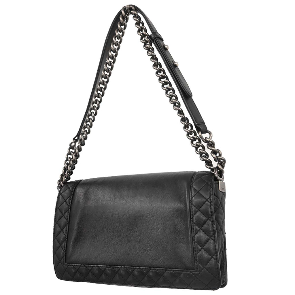 Boy Chanel 2013-2014 Black Lambskin Medium Shoulder Bag