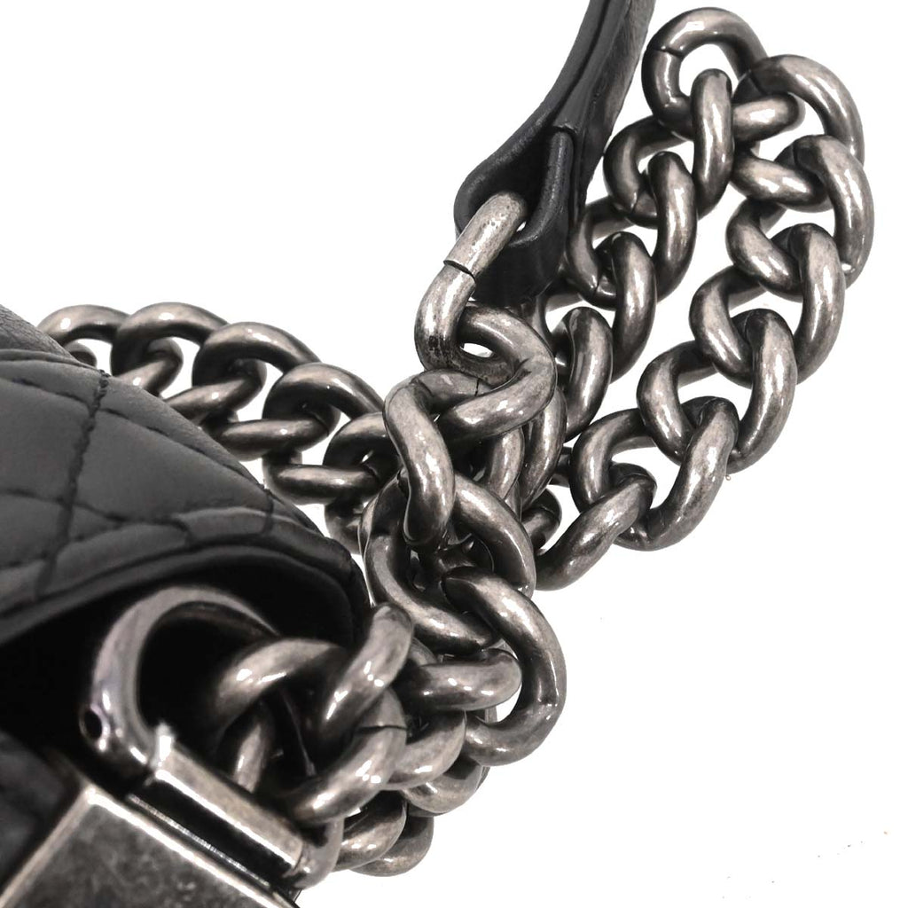 Boy Chanel 2013-2014 Black Lambskin Medium Shoulder Bag