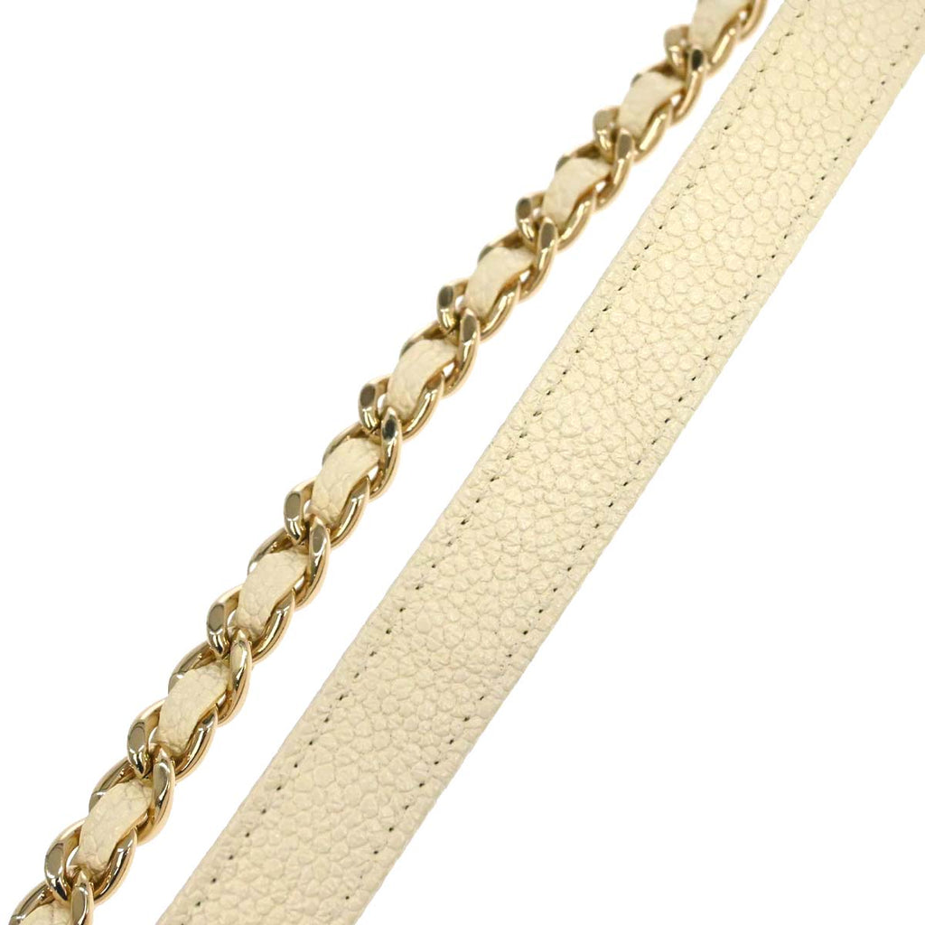 Chanel 2018 White Caviar Skin WOC Wallet on Chain Bag