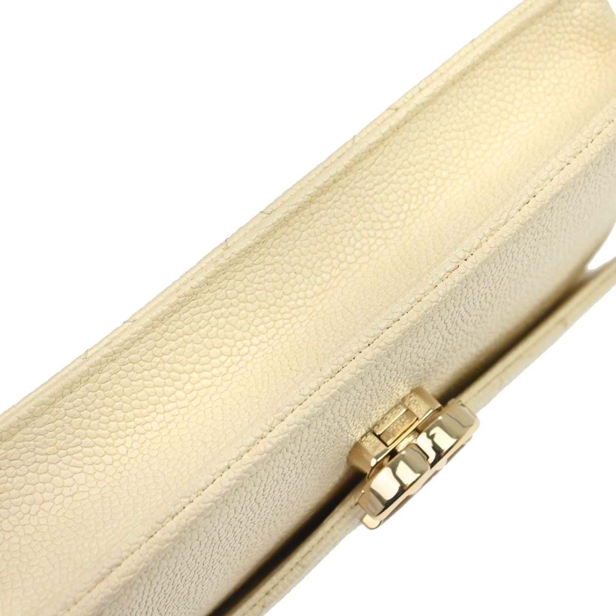 Chanel 2018 White Caviar Skin WOC Wallet on Chain Bag
