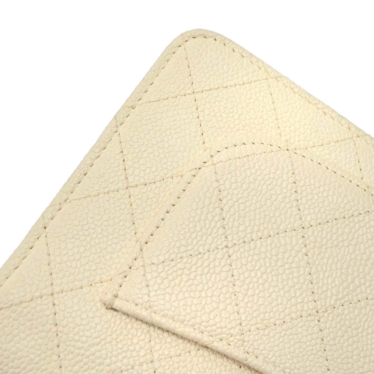 Chanel 2018 White Caviar Skin WOC Wallet on Chain Bag