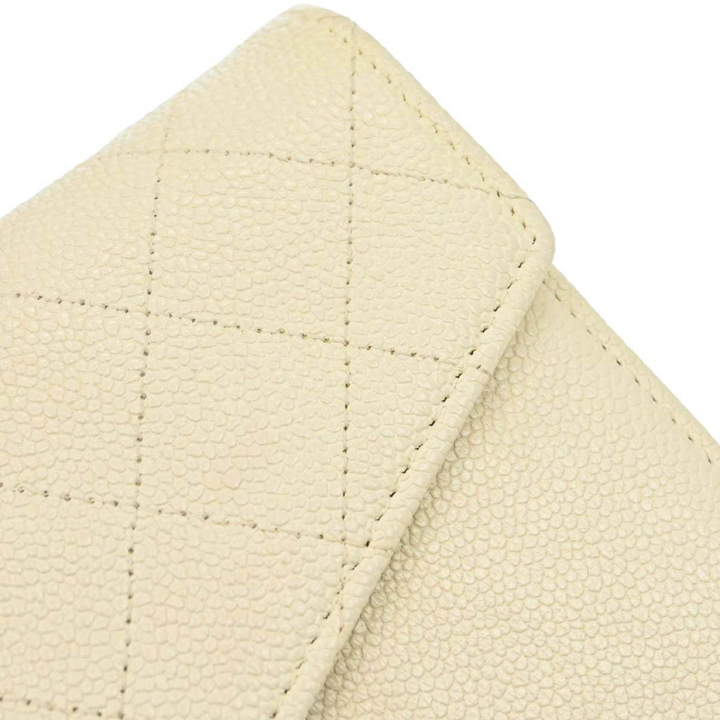 Chanel 2018 White Caviar Skin WOC Wallet on Chain Bag