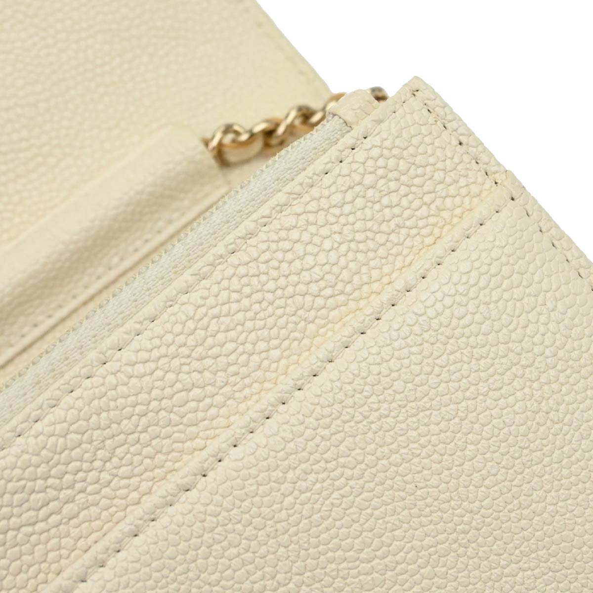 Chanel 2018 White Caviar Skin WOC Wallet on Chain Bag
