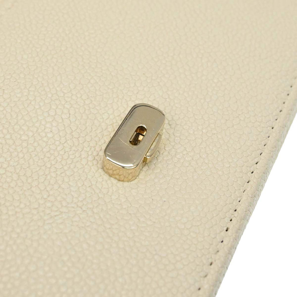 Chanel 2018 White Caviar Skin WOC Wallet on Chain Bag