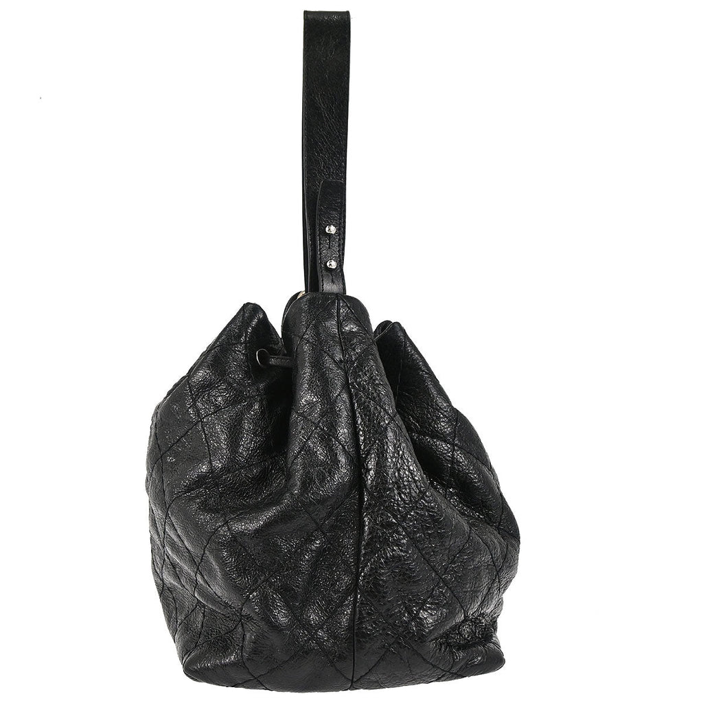 Chanel 2010-2011 Black Calfskin On The Road Drawstring Bucket Handbag