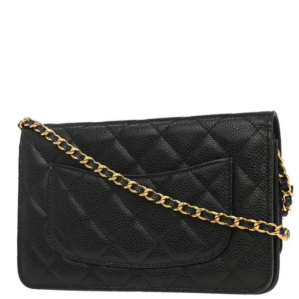 Chanel 2016-2017 Black Caviar Skin WOC Wallet on Chain Bag