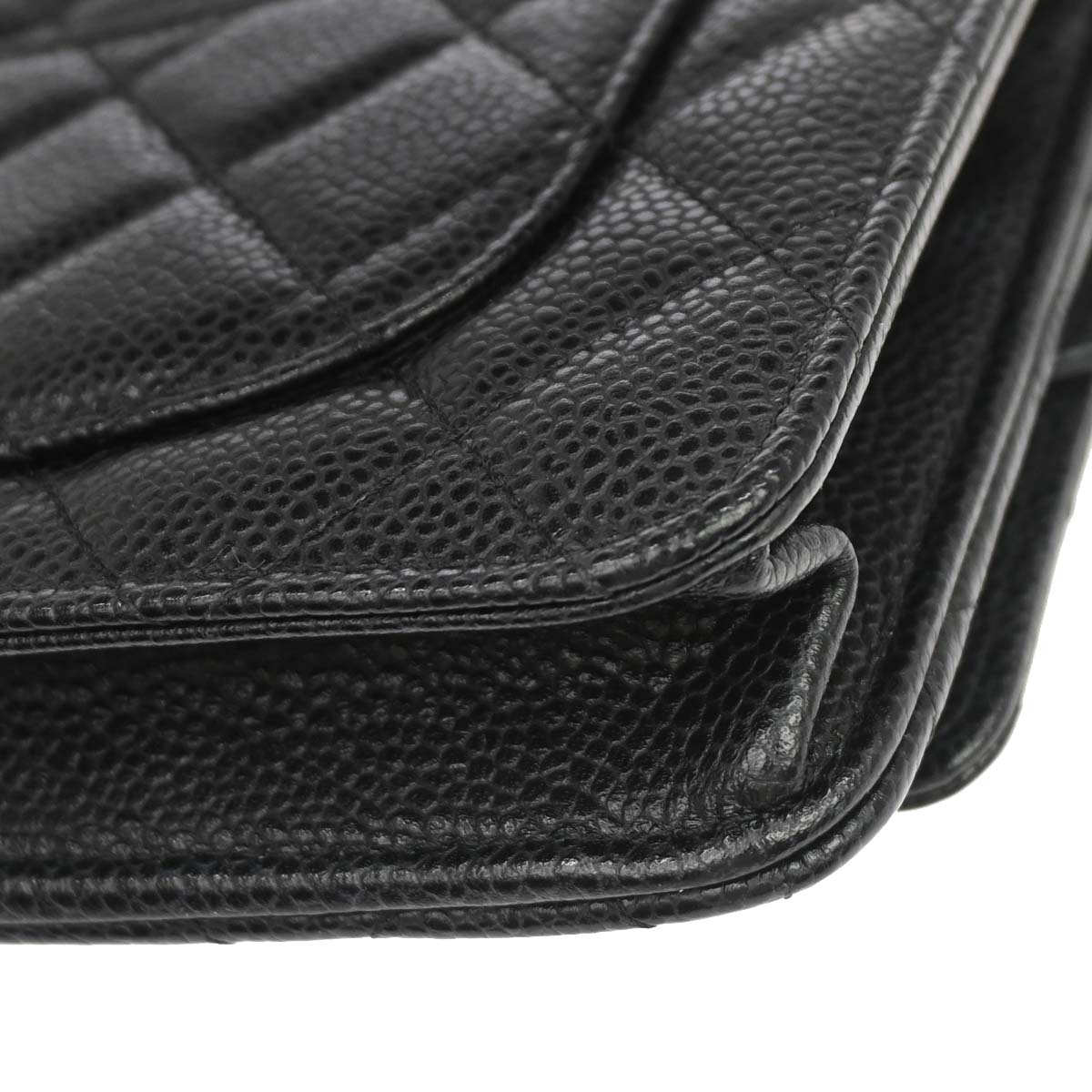 Chanel 2016-2017 Black Caviar Skin WOC Wallet on Chain Bag
