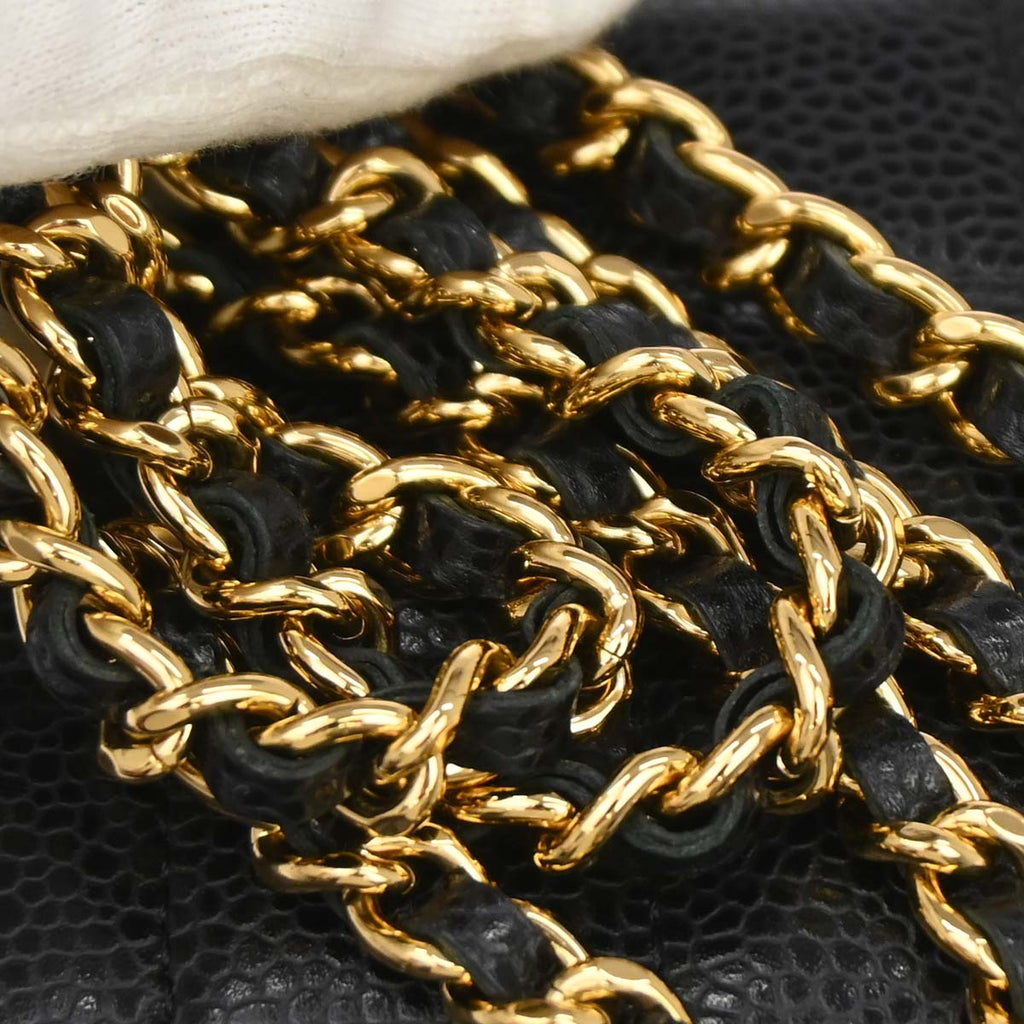 Chanel 2016-2017 Black Caviar Skin WOC Wallet on Chain Bag