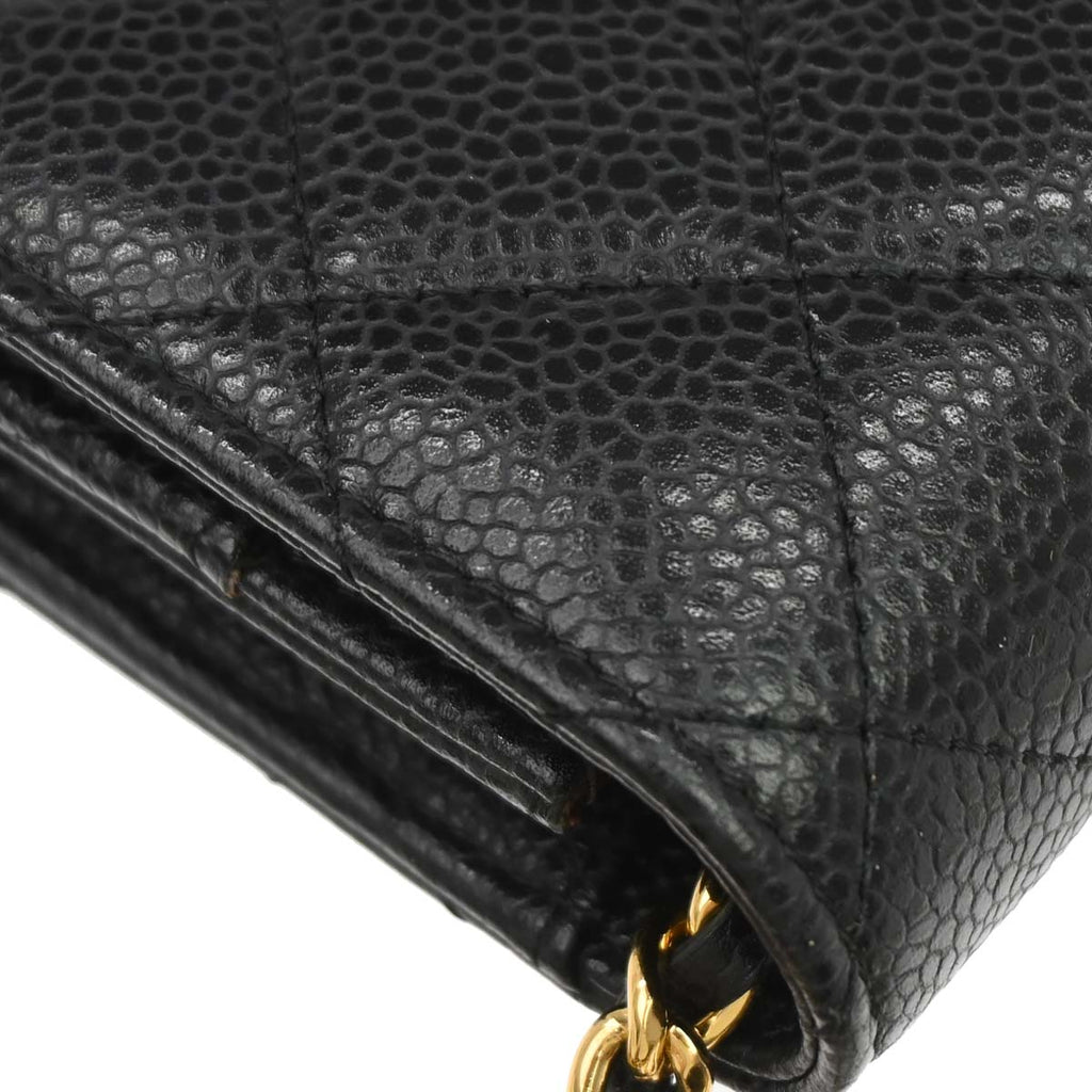 Chanel 2016-2017 Black Caviar Skin WOC Wallet on Chain Bag