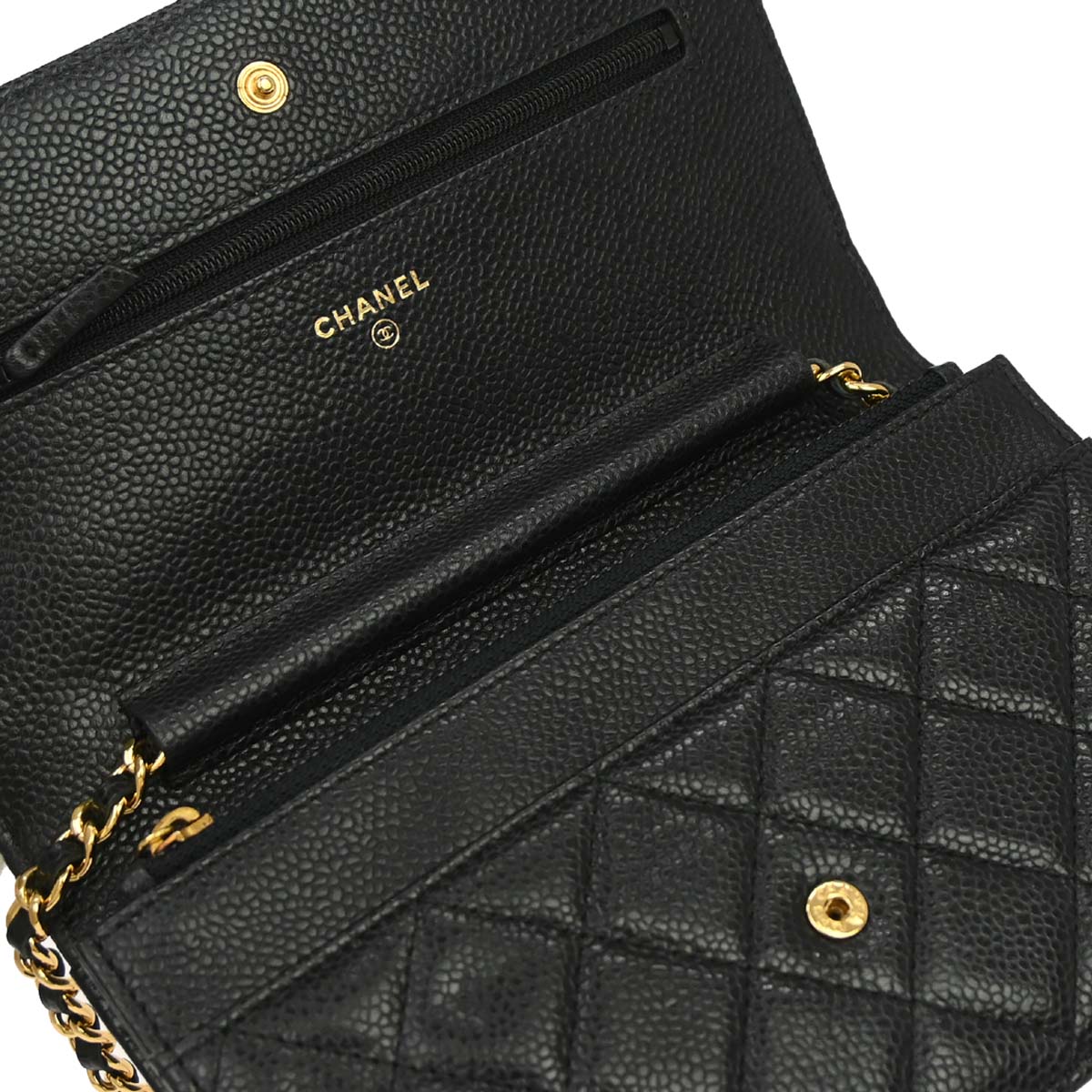Chanel 2016-2017 Black Caviar Skin WOC Wallet on Chain Bag