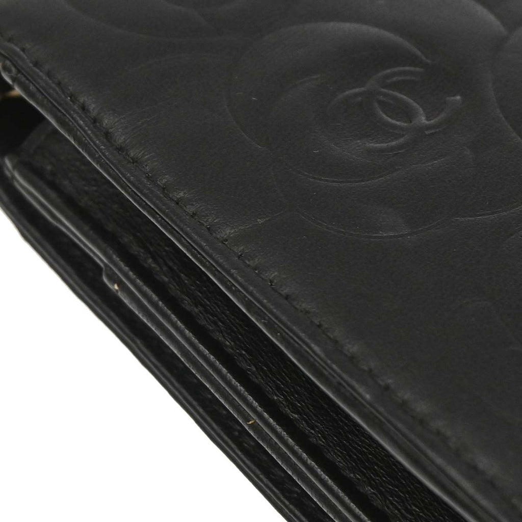 Chanel 2012 Black Lambskin Camellia WOC Wallet on Chain Bag