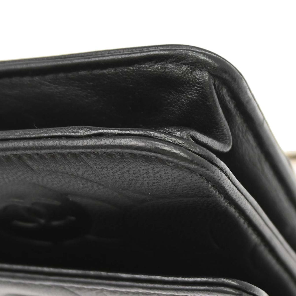 Chanel 2012 Black Lambskin Camellia WOC Wallet on Chain Bag