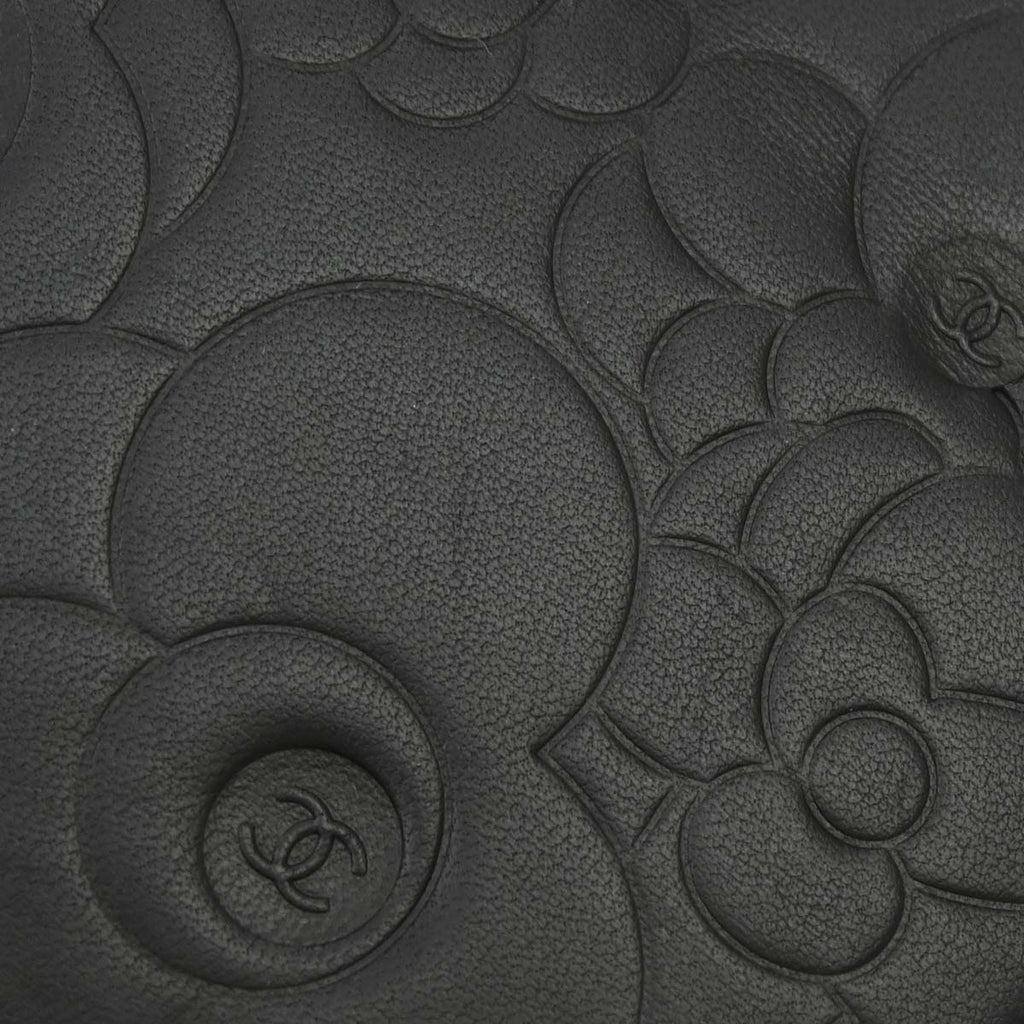 Chanel 2012 Black Lambskin Camellia WOC Wallet on Chain Bag