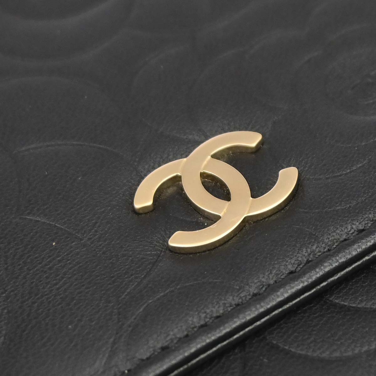 Chanel 2012 Black Lambskin Camellia WOC Wallet on Chain Bag