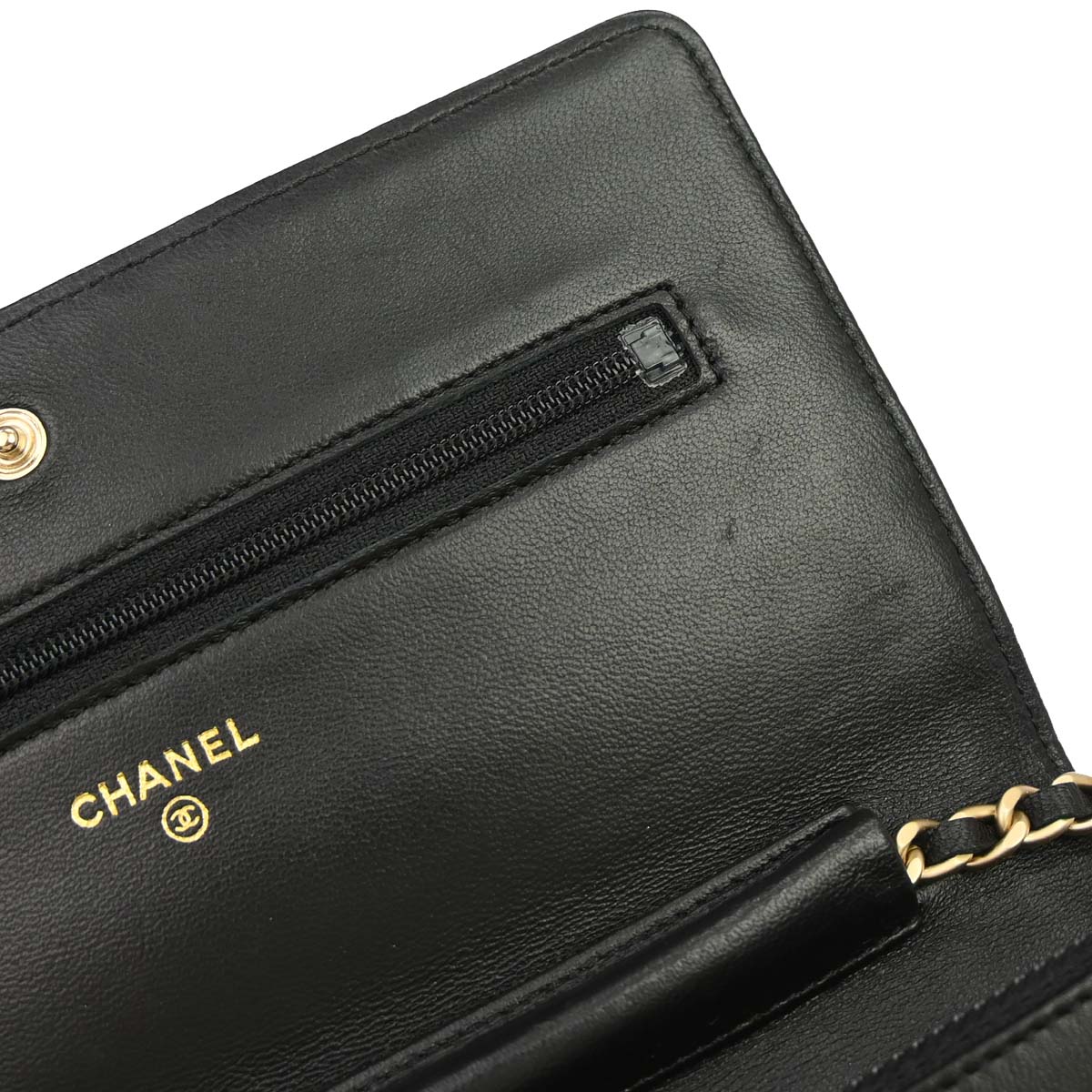 Chanel 2012 Black Lambskin Camellia WOC Wallet on Chain Bag