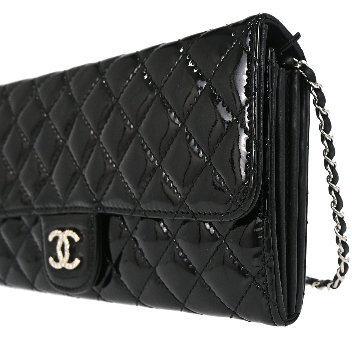 Chanel 2010-2011 Black Patent Leather WOC Wallet on Chain Bag