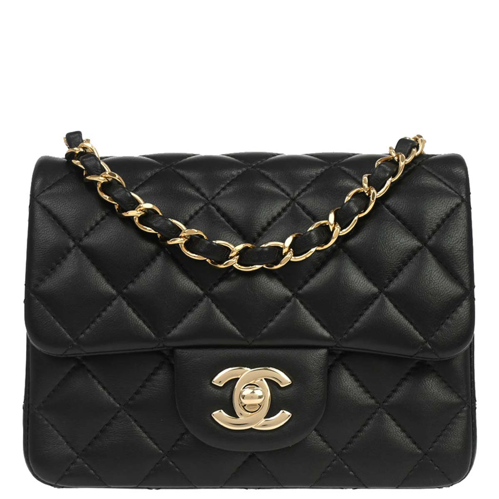 Chanel 2018-2019 Black Lambskin Mini Classic Square Flap Shoulder Bag 17