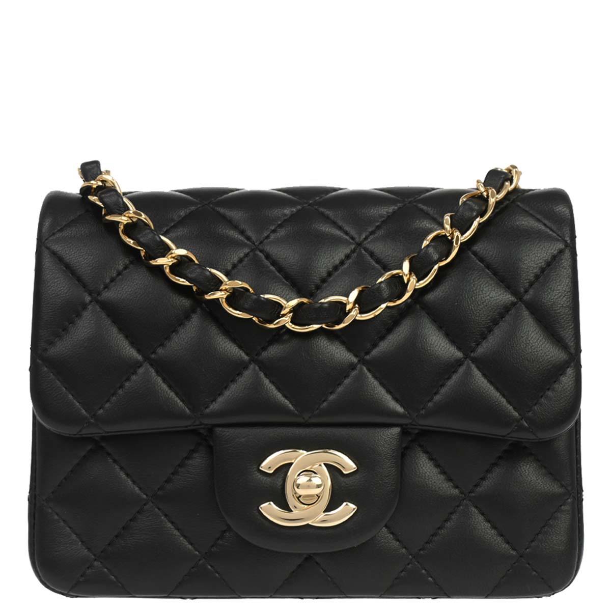 Chanel 2018-2019 Black Lambskin Mini Classic Square Flap Shoulder Bag 17