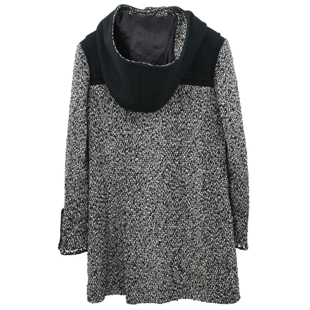 Chanel 2011-2012 Hooded Duffel Coat Tweed Black #34