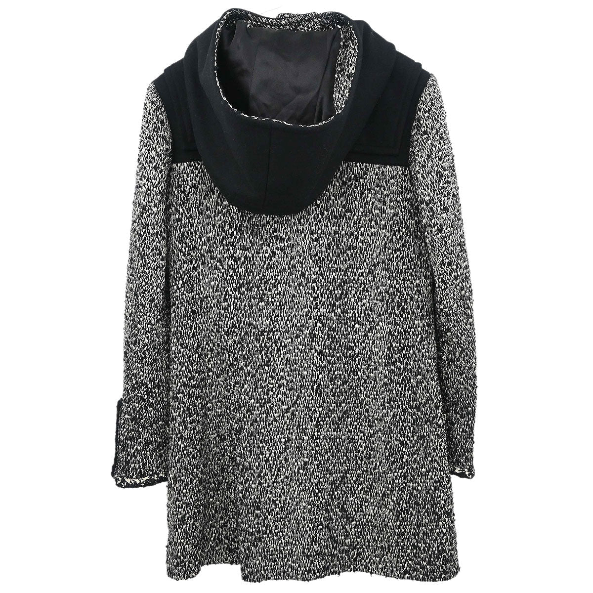 Chanel 2011-2012 Hooded Duffel Coat Tweed Black #34