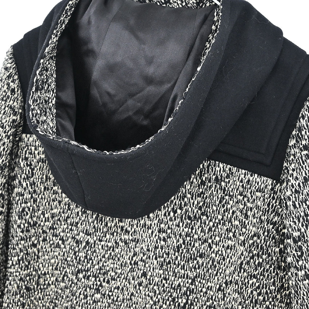 Chanel 2011-2012 Hooded Duffel Coat Tweed Black #34