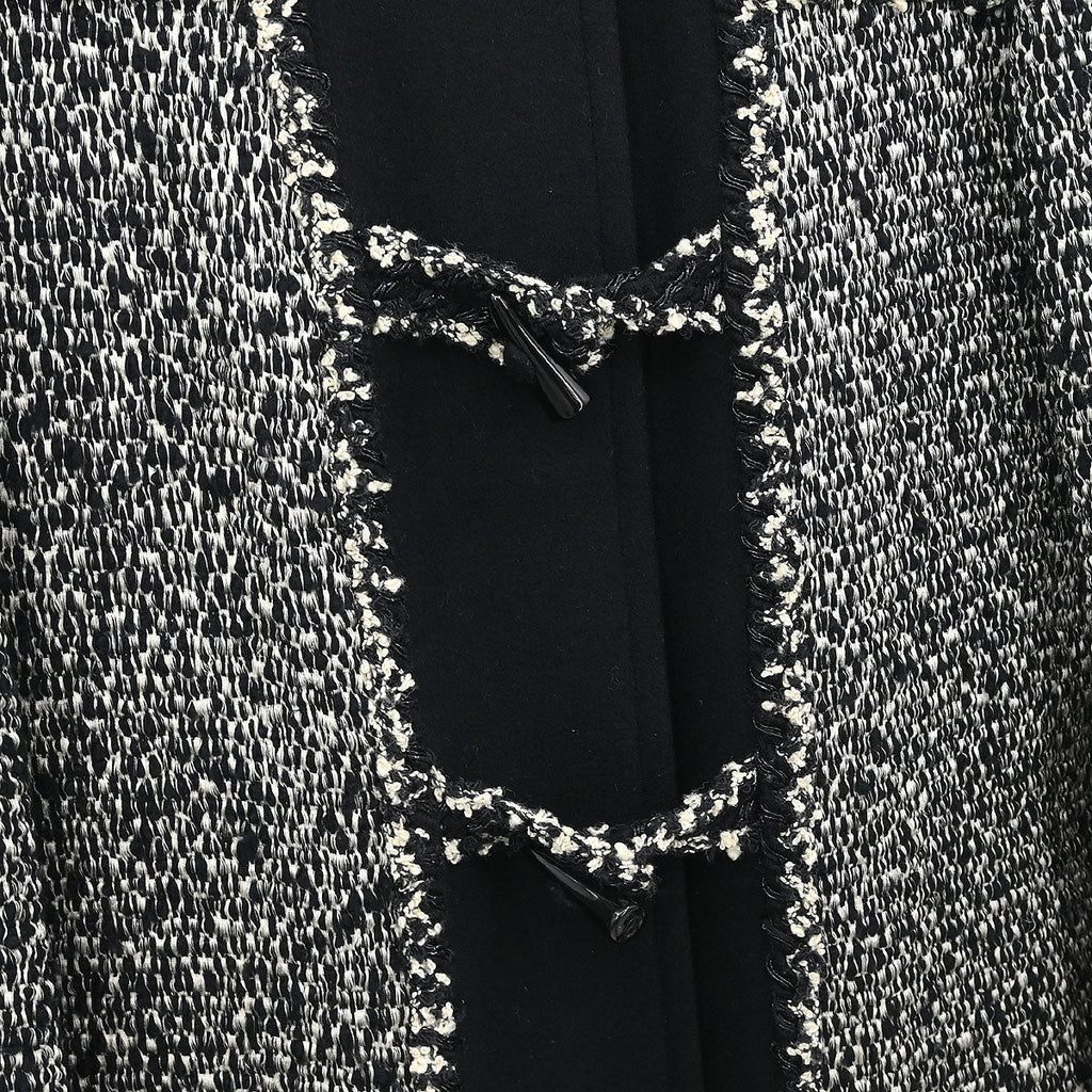 Chanel 2011-2012 Hooded Duffel Coat Tweed Black #34