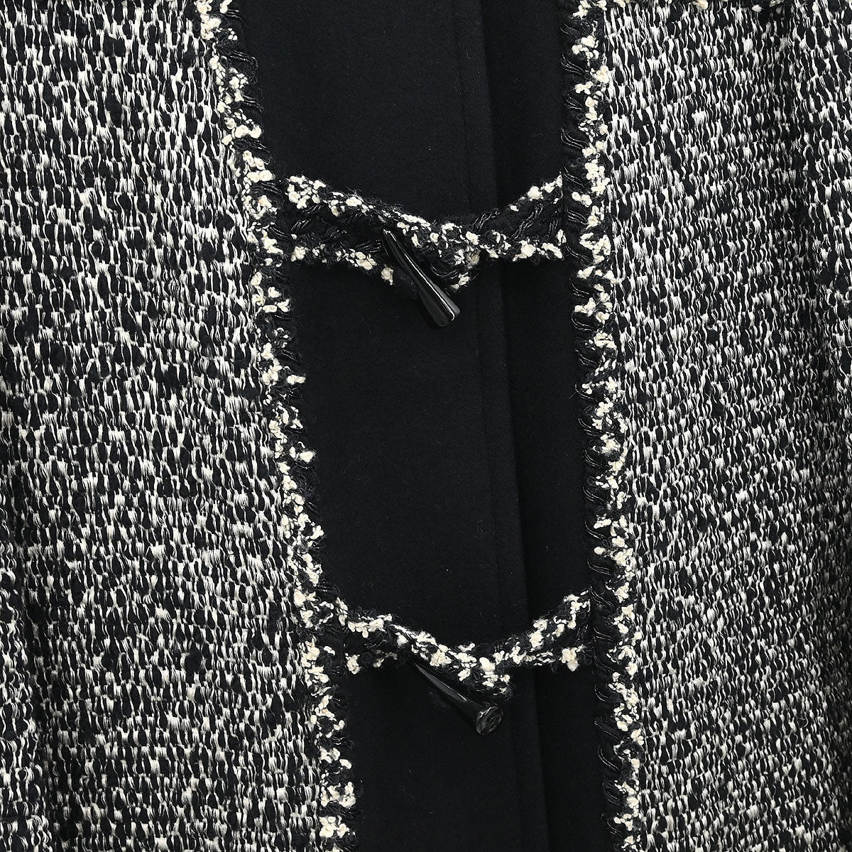 Chanel 2011-2012 Hooded Duffel Coat Tweed Black #34
