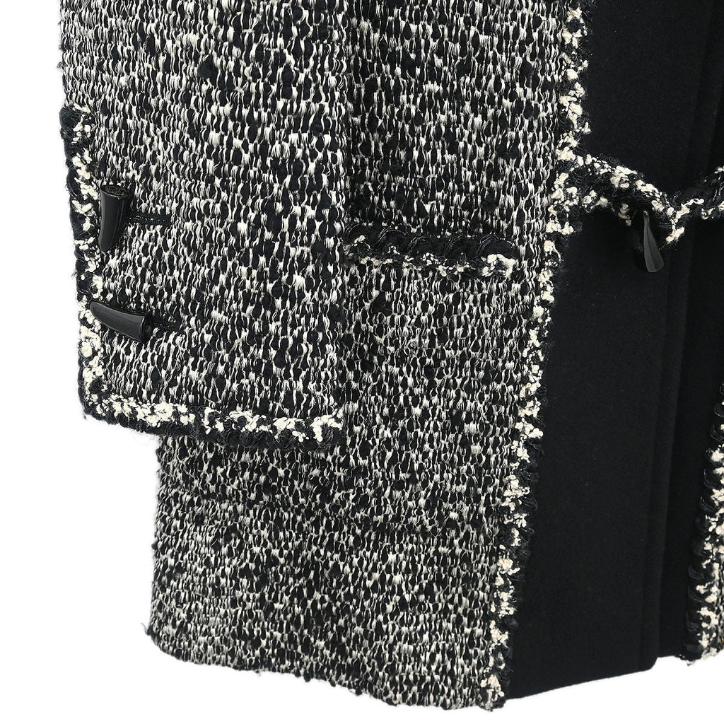 Chanel 2011-2012 Hooded Duffel Coat Tweed Black #34