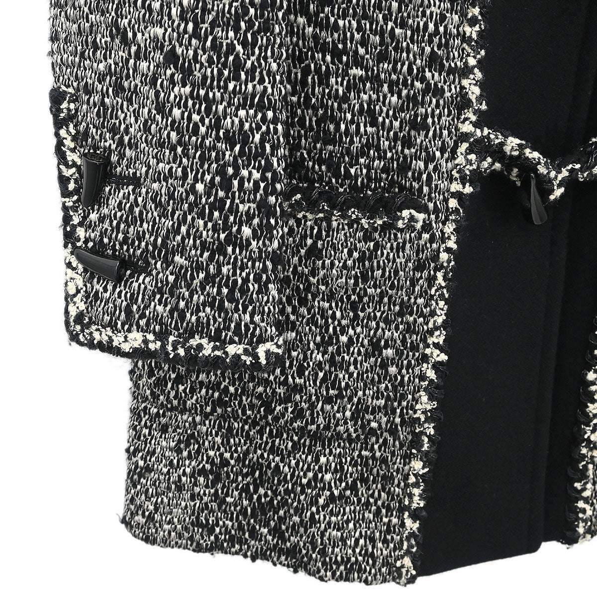 Chanel 2011-2012 Hooded Duffel Coat Tweed Black #34