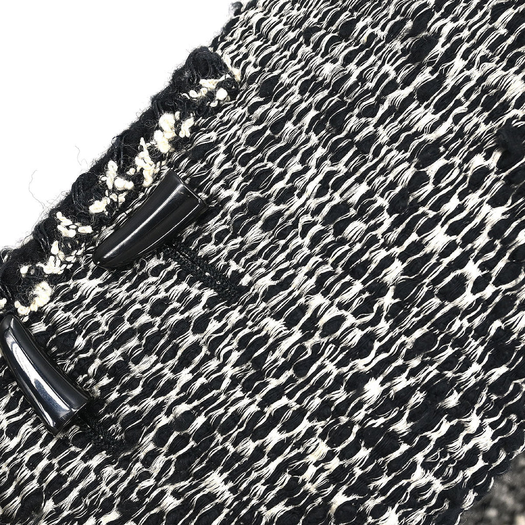 Chanel 2011-2012 Hooded Duffel Coat Tweed Black #34