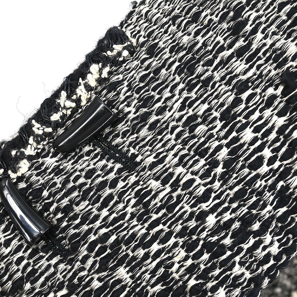 Chanel 2011-2012 Hooded Duffel Coat Tweed Black #34