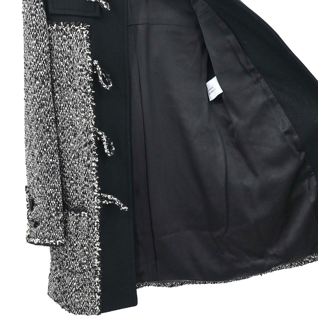 Chanel 2011-2012 Hooded Duffel Coat Tweed Black #34