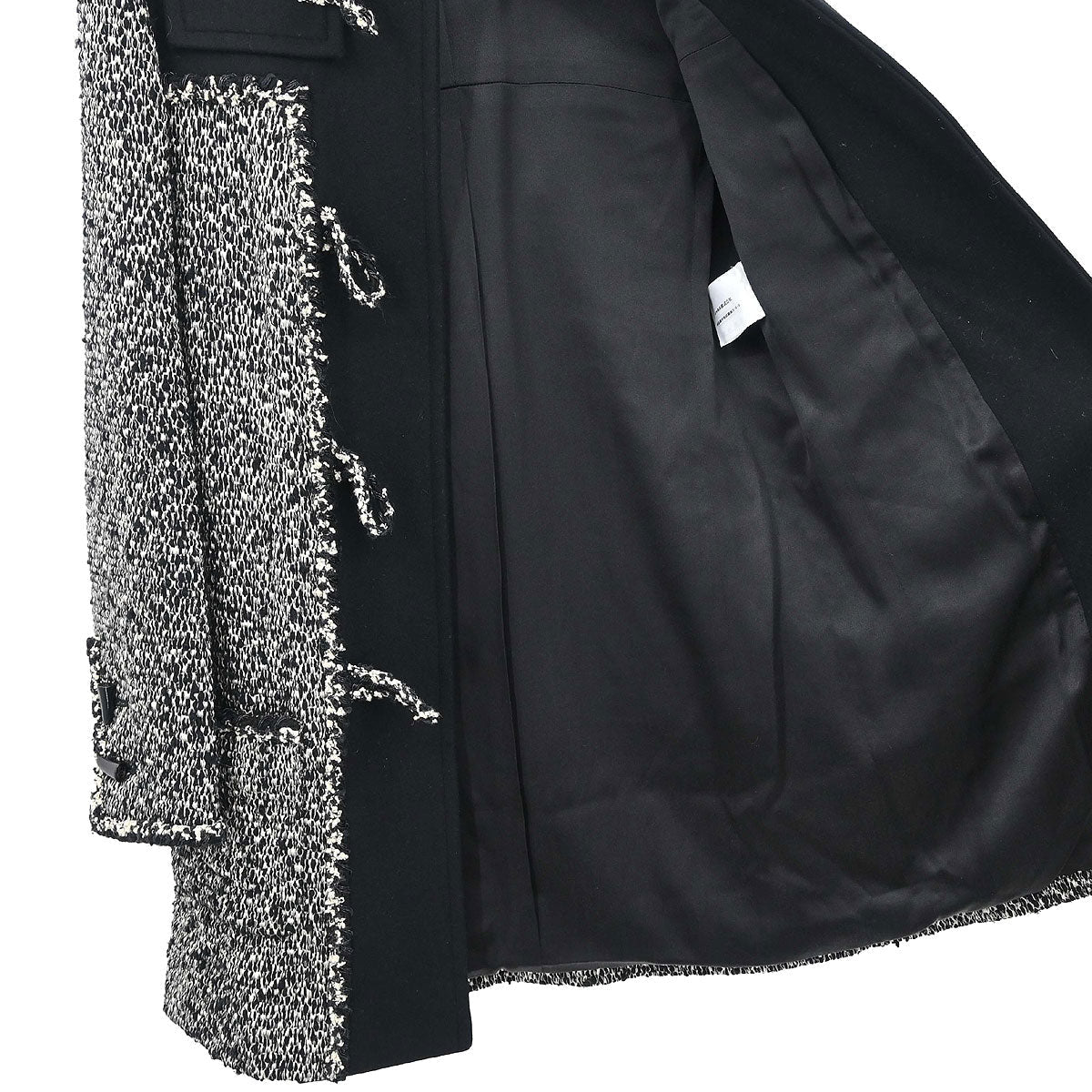 Chanel 2011-2012 Hooded Duffel Coat Tweed Black #34