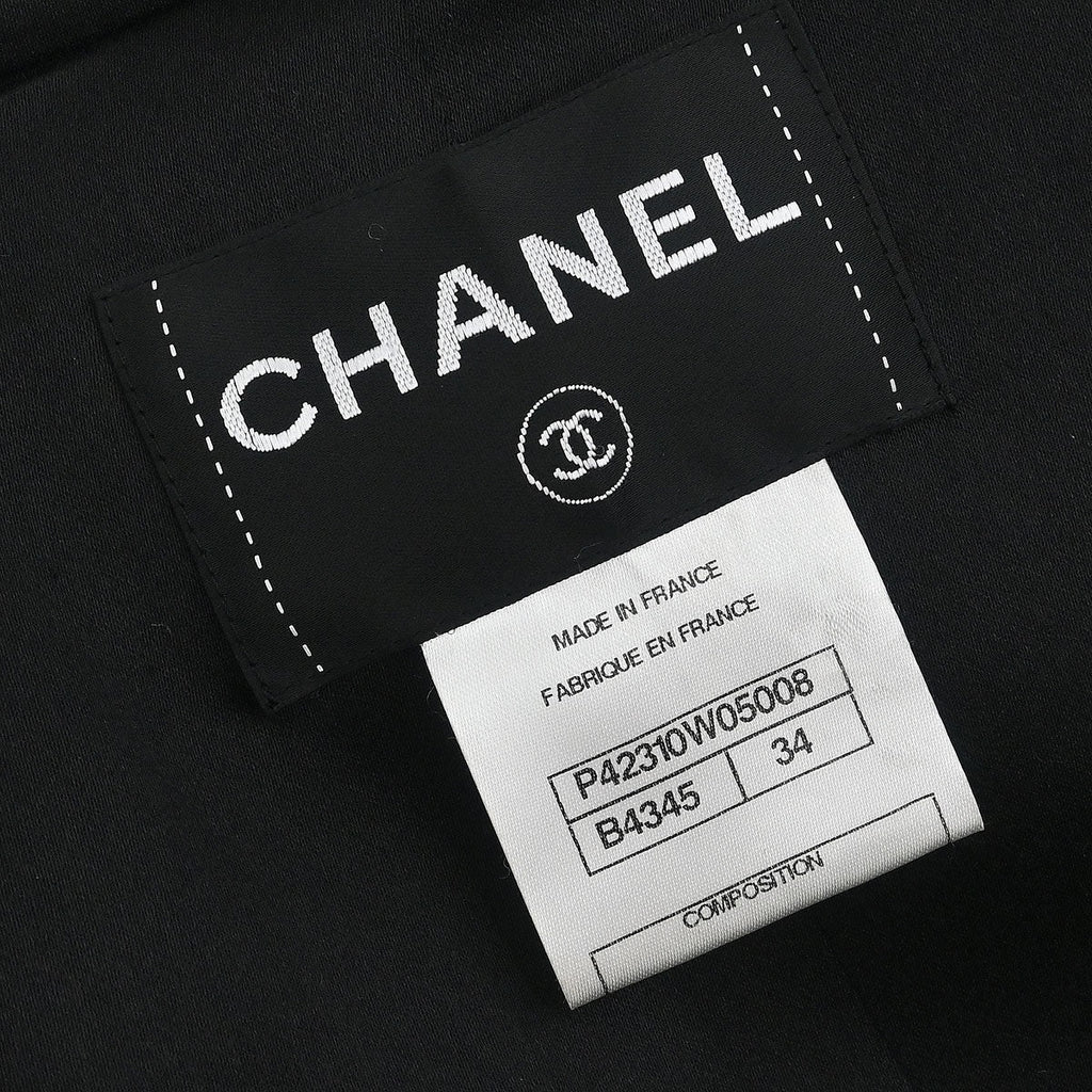 Chanel 2011-2012 Hooded Duffel Coat Tweed Black #34
