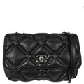 Chanel 2017 Black Lambskin Bubble Quilted Shoulder Bag