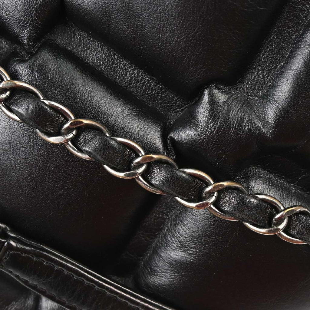 Chanel 2017 Black Lambskin Bubble Quilted Shoulder Bag