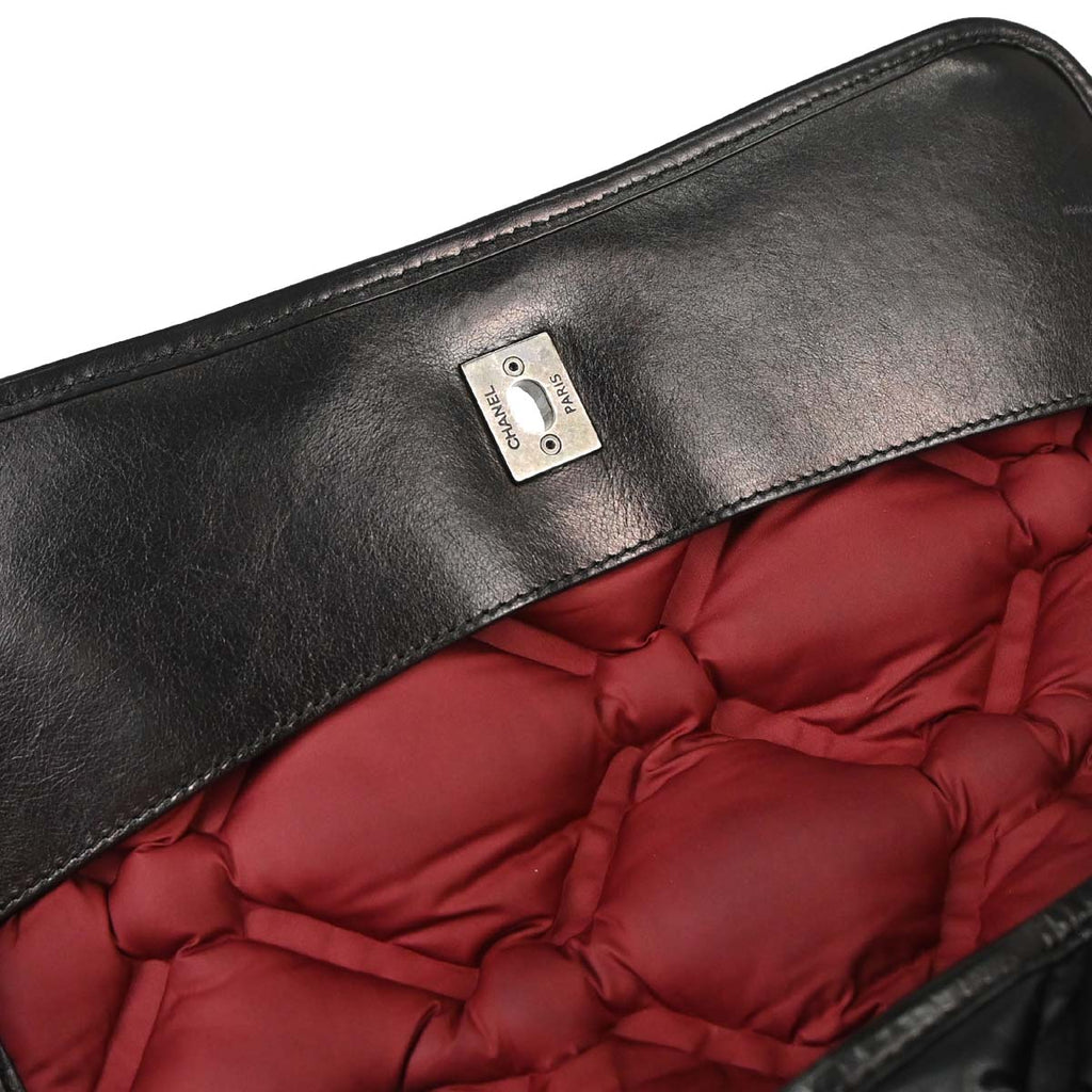 Chanel 2017 Black Lambskin Bubble Quilted Shoulder Bag