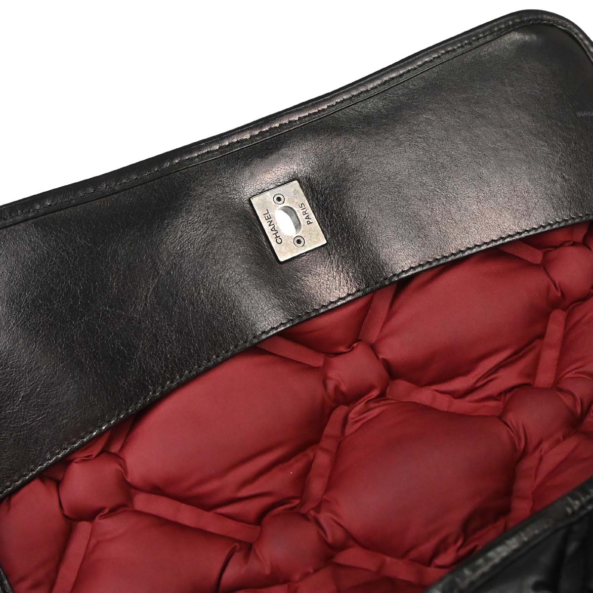Chanel 2017 Black Lambskin Bubble Quilted Shoulder Bag
