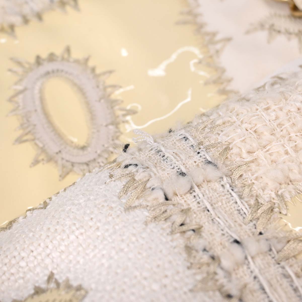 Chanel 2018 Ivory Tweed Patchwork Shoulder Bag