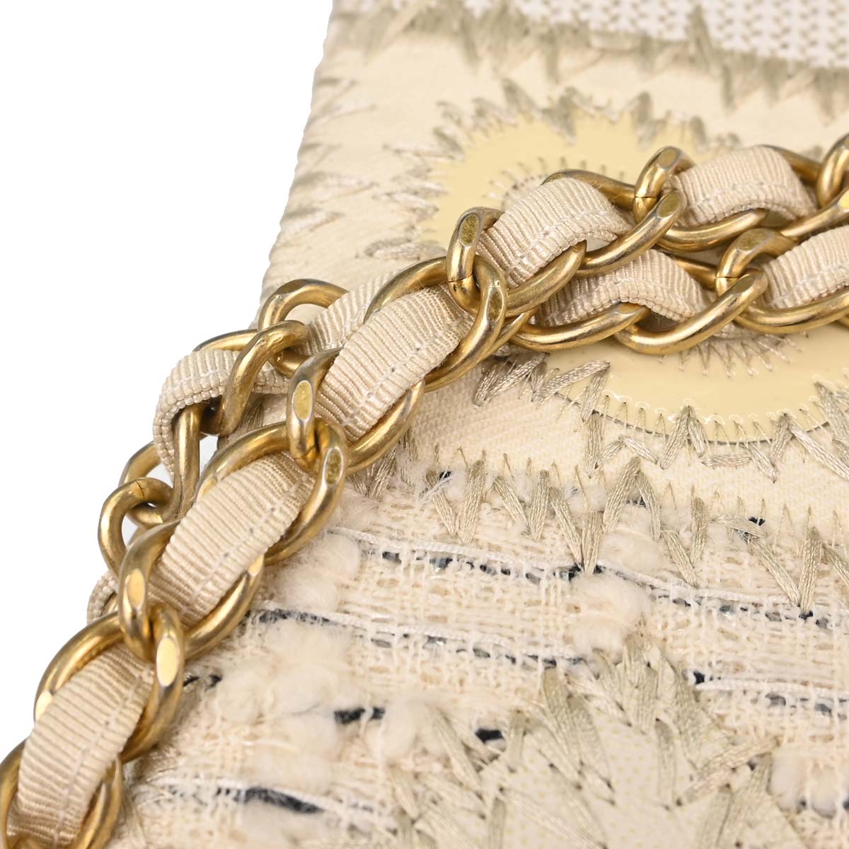 Chanel 2018 Ivory Tweed Patchwork Shoulder Bag