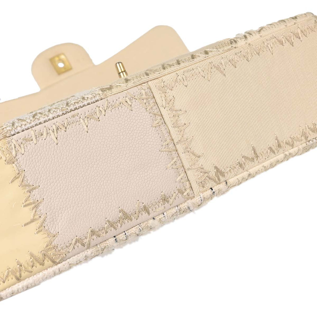 Chanel 2018 Ivory Tweed Patchwork Shoulder Bag