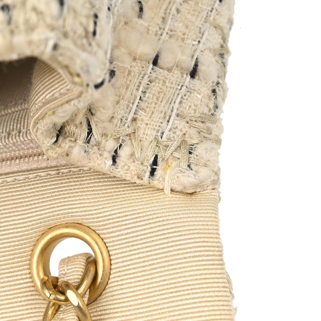 Chanel 2018 Ivory Tweed Patchwork Shoulder Bag