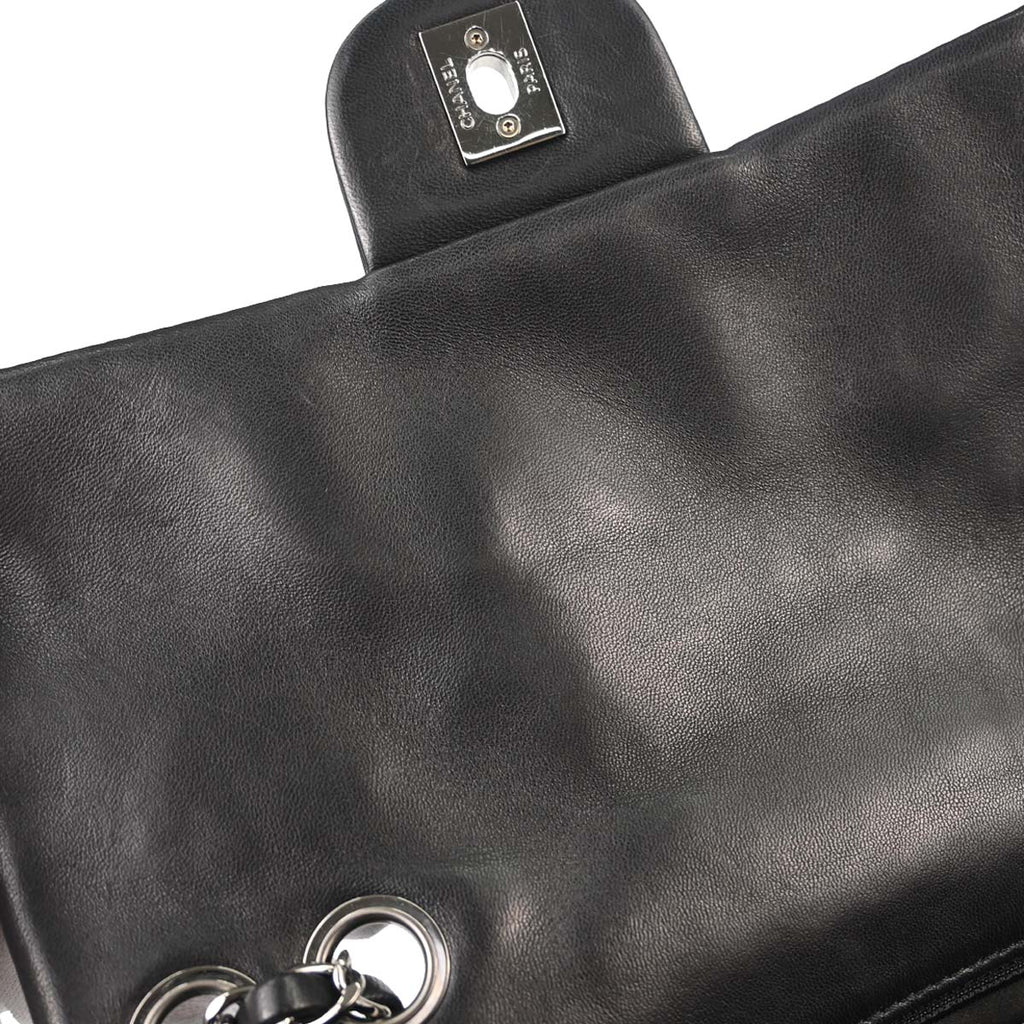 Chanel 2011 Black Tweed Lambskin Patchwork Stitch Shoulder Bag