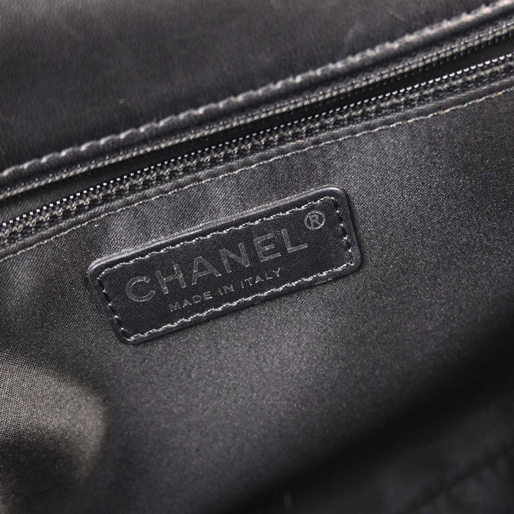 Chanel 2011 Black Tweed Lambskin Patchwork Stitch Shoulder Bag