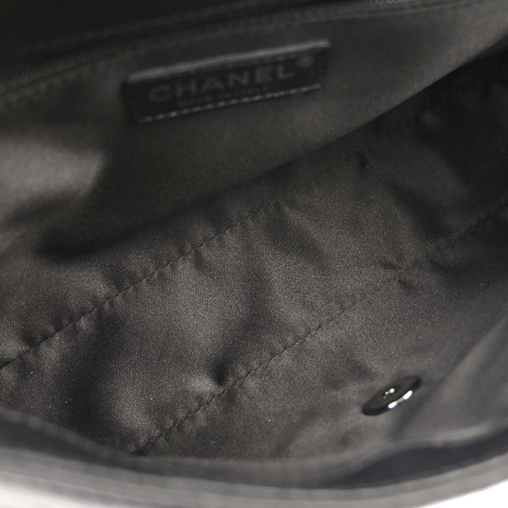 Chanel 2011 Black Tweed Lambskin Patchwork Stitch Shoulder Bag