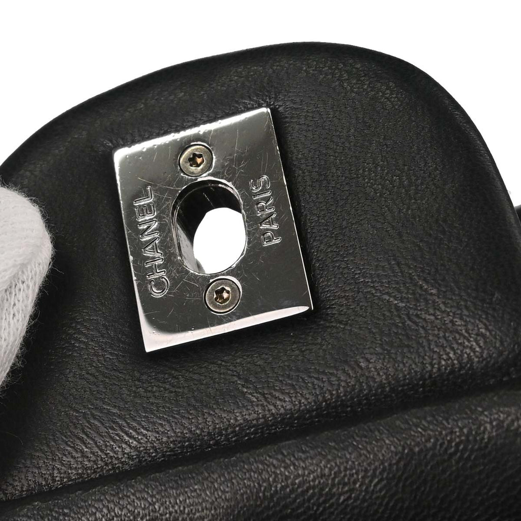 Chanel 2011 Black Tweed Lambskin Patchwork Stitch Shoulder Bag