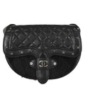 Chanel 2014 Black Calfskin Pony Hair Paris-Dallas Saddle Shoulder Bag