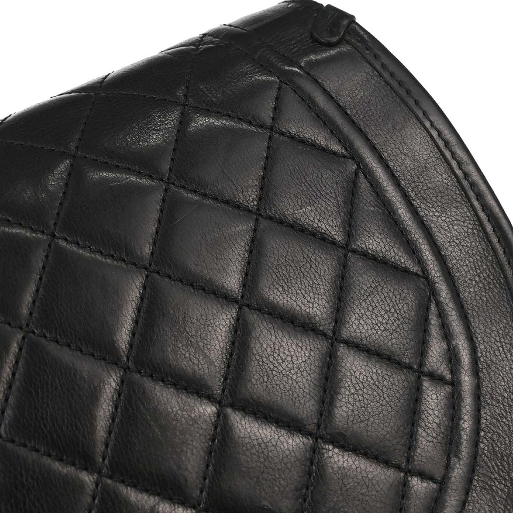Chanel 2014 Black Calfskin Pony Hair Paris-Dallas Saddle Shoulder Bag