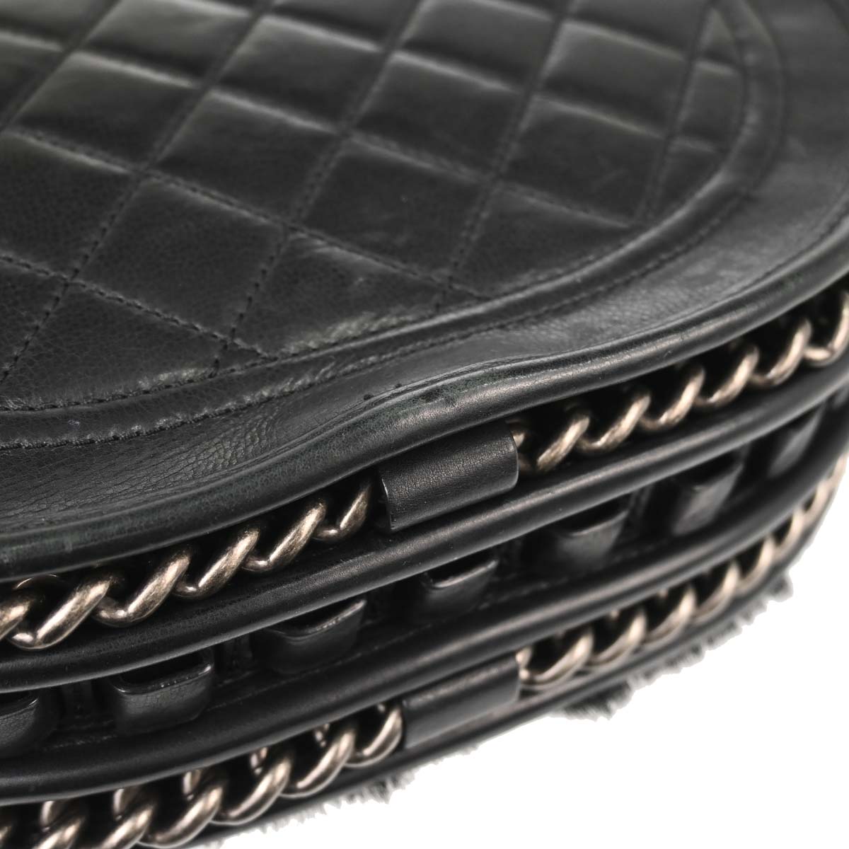 Chanel 2014 Black Calfskin Pony Hair Paris-Dallas Saddle Shoulder Bag