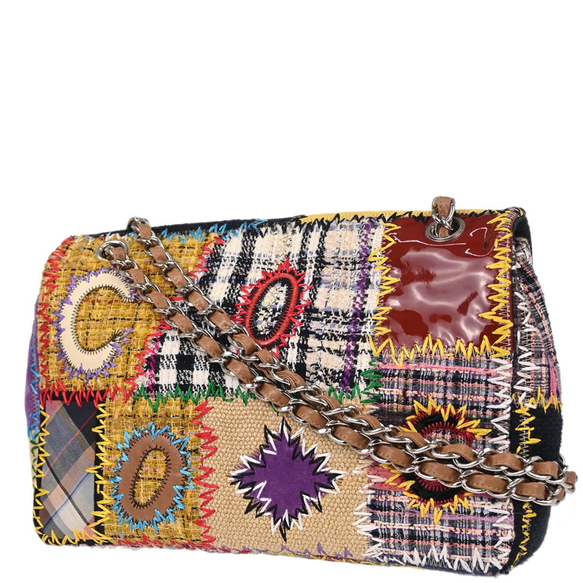 Chanel 2010-2011 Beige Tweed Patchwork Shoulder Bag